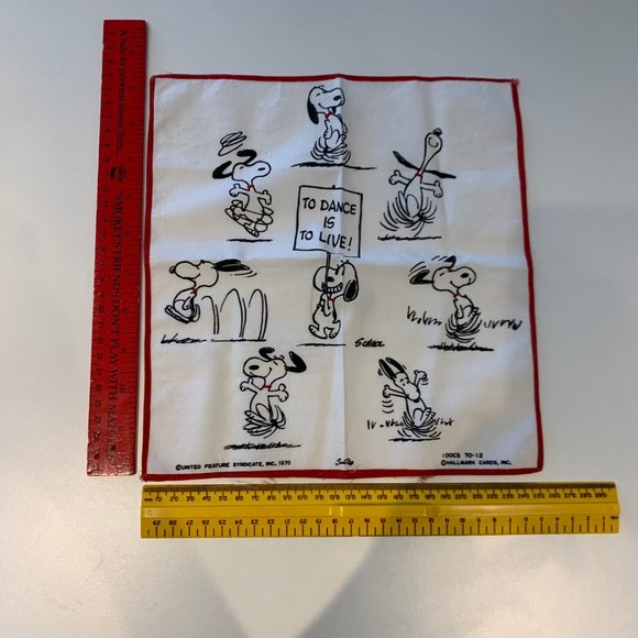 RARE LOT OF 3 VINTAGE (1959, 1970) SNOOPY HANDKERCHIEFS - Picture 2 of 15
